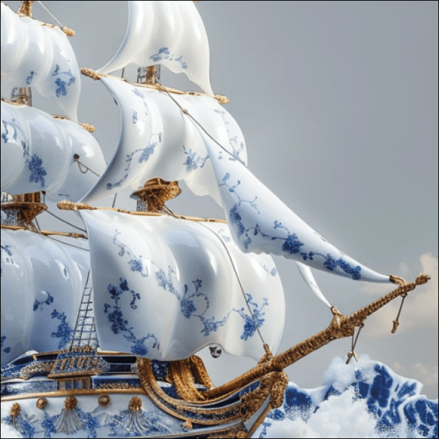 Blueware Sailing Ship